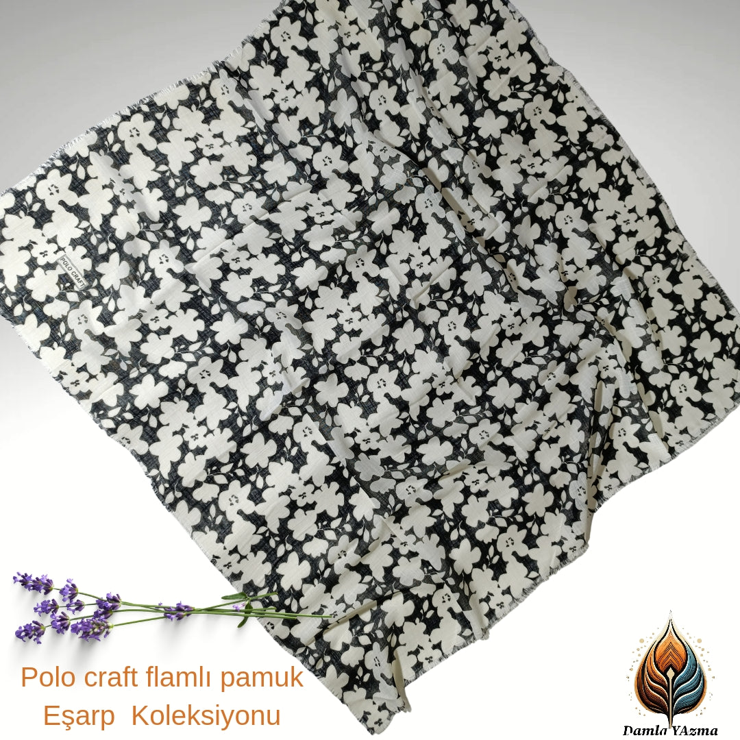 Polocraft flamlı pamuk eşarp
