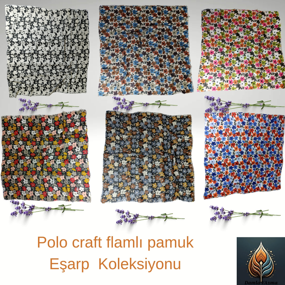 Polocraft flamlı pamuk eşarp