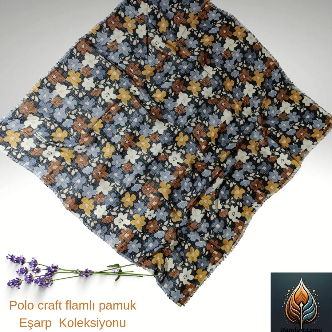 Polocraft flamlı pamuk eşarp