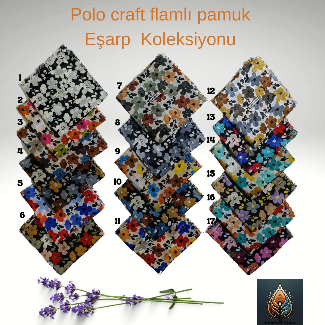 Polocraft flamlı pamuk eşarp