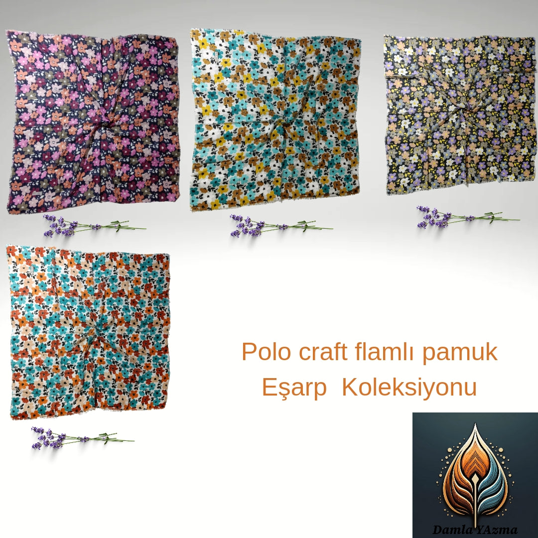 Polocraft flamlı pamuk eşarp